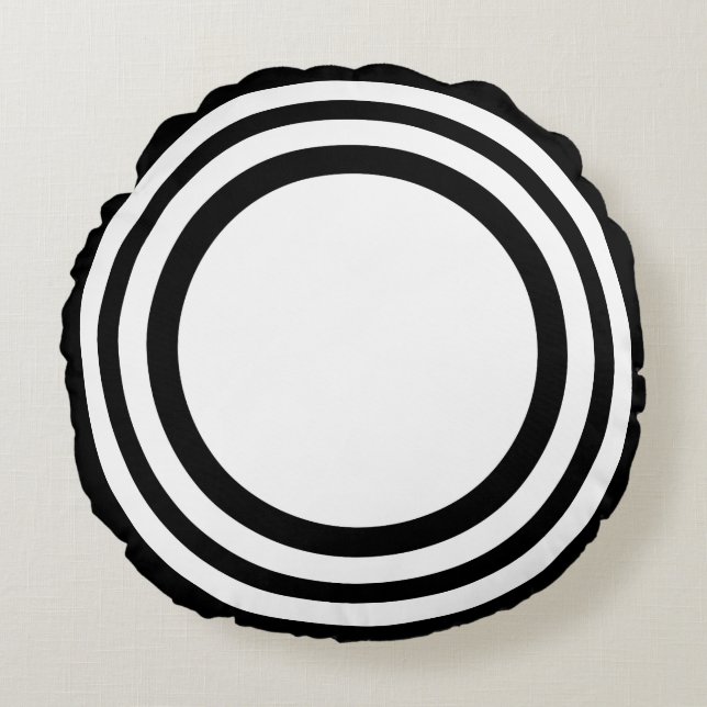 Bullseye objetivo, almohada redonda blanca y negra (Anverso)