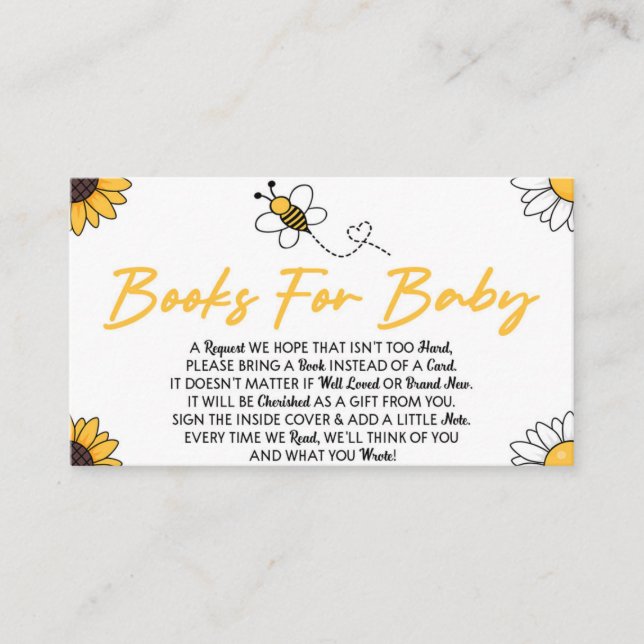 Bumble Bee Baby Shower Books Para Tarjeta De Bebé (Anverso)
