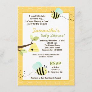 Bumble Bee Baby Shower Invitación 4.25 x 6.5 Tamañ