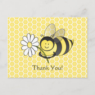 Bumble Bee con Daisy Gracias postal