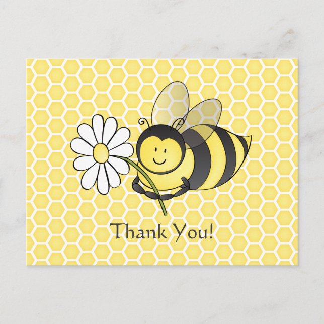 Bumble Bee con Daisy Gracias postal (Anverso)