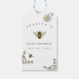 Bumble Bee Theme Etiqueta Amarilla del Favor Negro