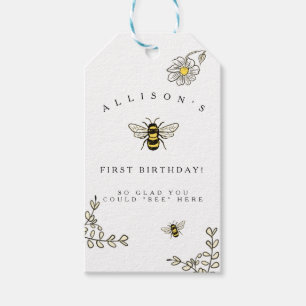 Bumble Bee Theme Etiqueta Amarilla del Favor Negro
