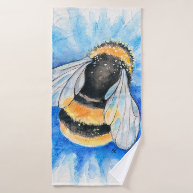 Bumble Bee Watercolor Art (Toalla de baño)