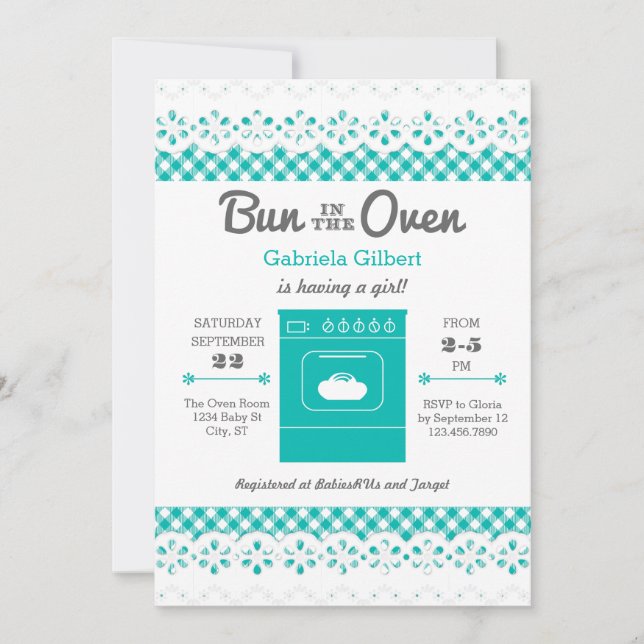 Bun In The Oven Unisex Invitación De Baby Shower (Anverso)