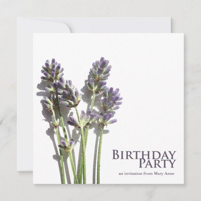 Bunch de lavanda| Invitaciones a fiestas de cumple (Anverso)