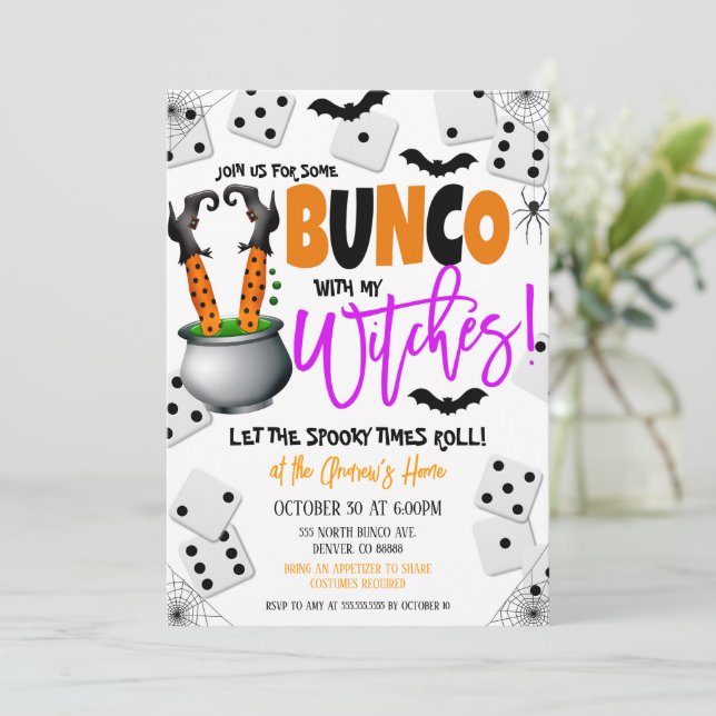Bunco de Halloween con invitación a fiesta de mis  (Anverso de pie)