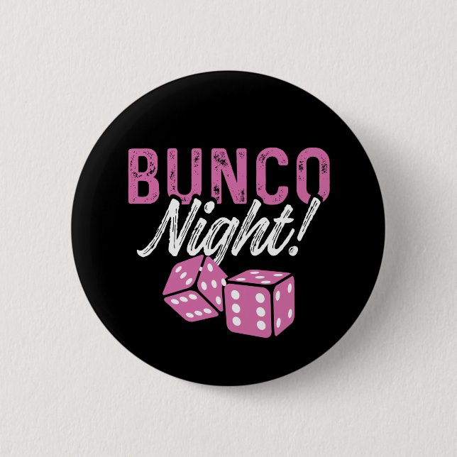Bunco Party Favorece el botón de dados rosados de  (Anverso)