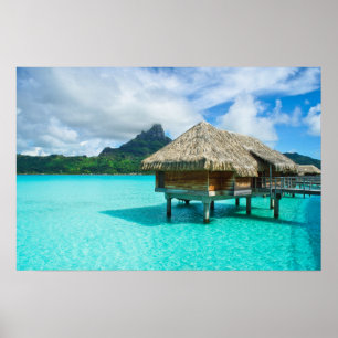 Bungalow sobre el agua, impresión de Bora Bora pos