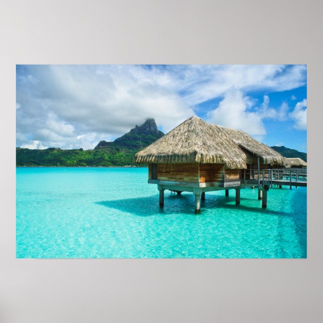 Bungalow sobre el agua, impresión de Bora Bora pos (Frente)