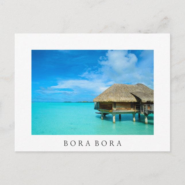 Bungalow sobre el agua, postal blanca Bora (Anverso)