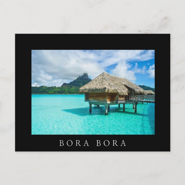 Bungalow sobre el agua, postal Bora Bora de texto  (Anverso)