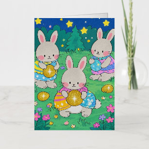 Bunnies de Pascua con huevos de Pascua