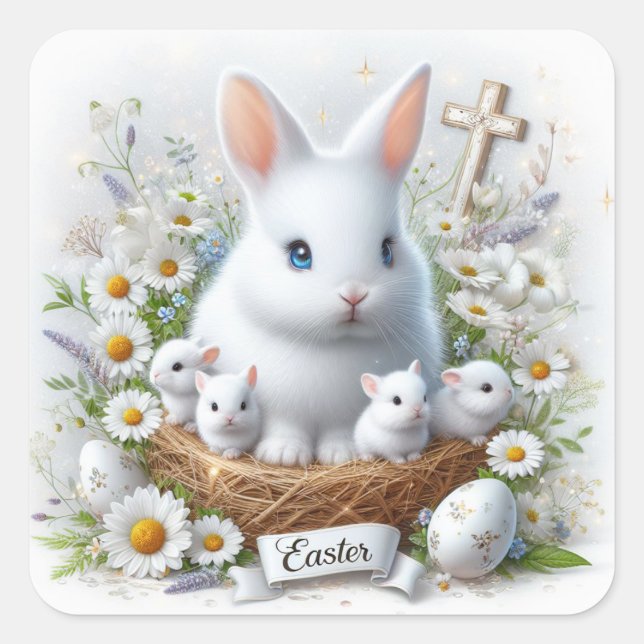 Bunnies de Pascua, Daisies y un Sello para sobres  (Anverso)