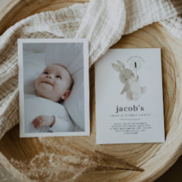 Bunny 1er cumpleaños foto invitación Globo blanco