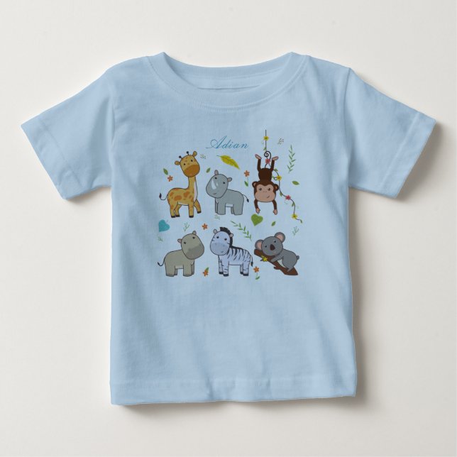 Bunny Animal Baby Boy Blue Jersey T-Shirt (Anverso)