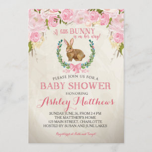Bunny BABY SHOWER rosa Bella Invitación Floral
