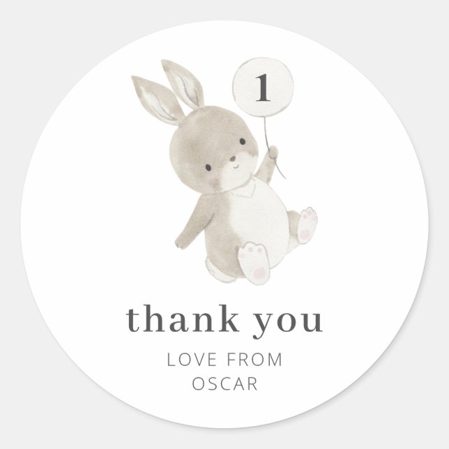 Bunny Balloon Classic Round Pegatina (Anverso)