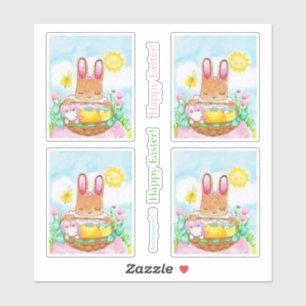 Bunny chica con Pegatina de cesta