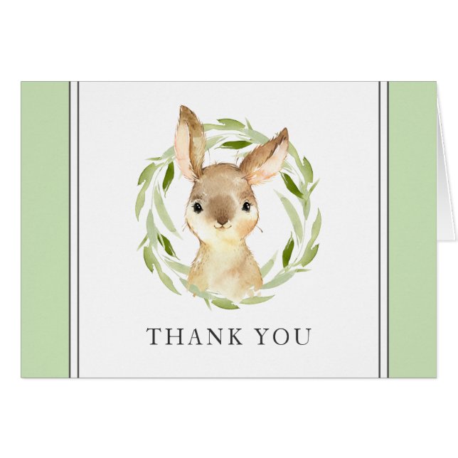 Bunny de color acuático lindo Gracias (Anverso (Horizontal))