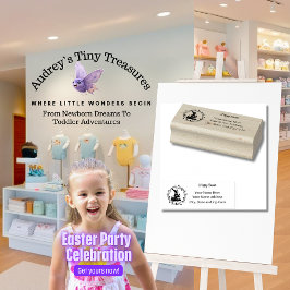 Bunny de Pascua con sello de arte de la cesta de h