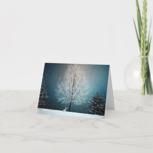Bunny en Snowy Woods, tarjeta de Navidades (Anverso)
