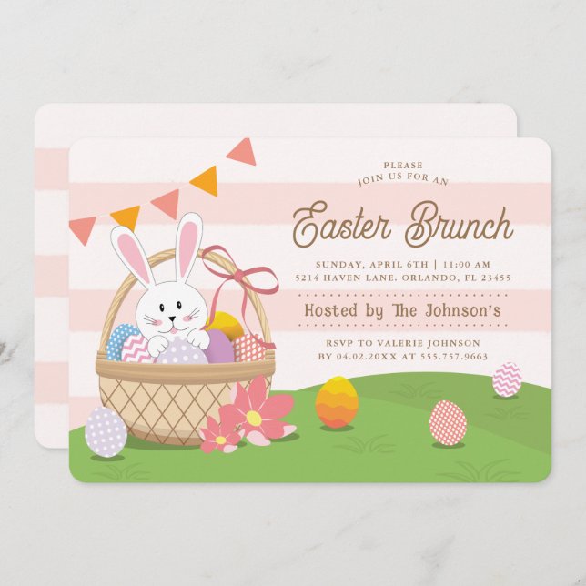 Bunny En Una Invitación De Pascua A Un Brunch De P (Anverso / Reverso)