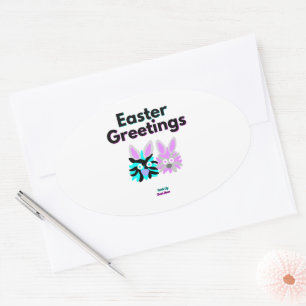 Bunny Fuzzies Oval Pegatina