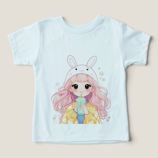Bunny Hat Cartoon Toddler t-shirt (Diseño delantero )