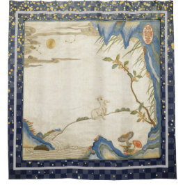 BUNNY JAPONÉS MIRANDO LA Cortina DE LA DUCHA DE LA