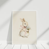 Bunny neutral vintage con arte de guardería florid