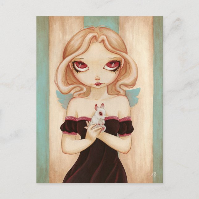Bunny - postal del conejito albino de hadas (Anverso)