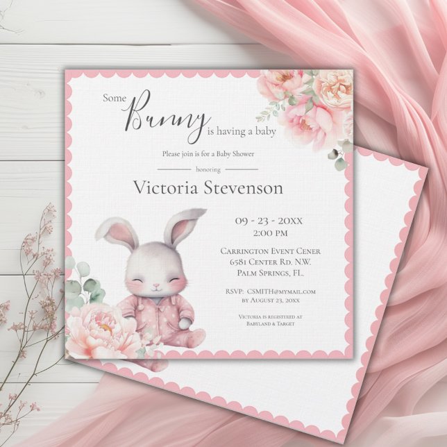 Bunny Rabbit Floral Pink Baby Shower (Subido por el creador)
