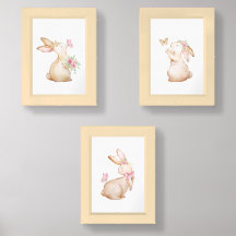 Bunny Triplets Wall Art Set para guardería