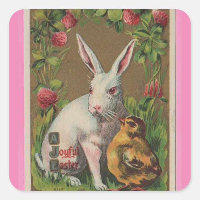Bunny vintage con Pegatina de Pascua de Chick (Anverso)