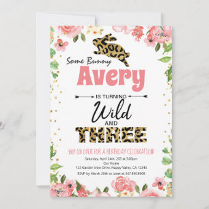 Bunny Wild & Three Chica Invitación a los cumpleañ
