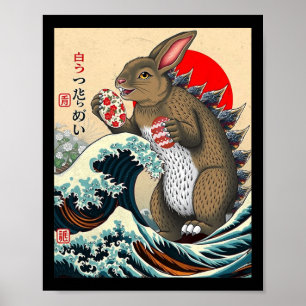 Bunnyzilla arte japonés conejo divertido Pascua 