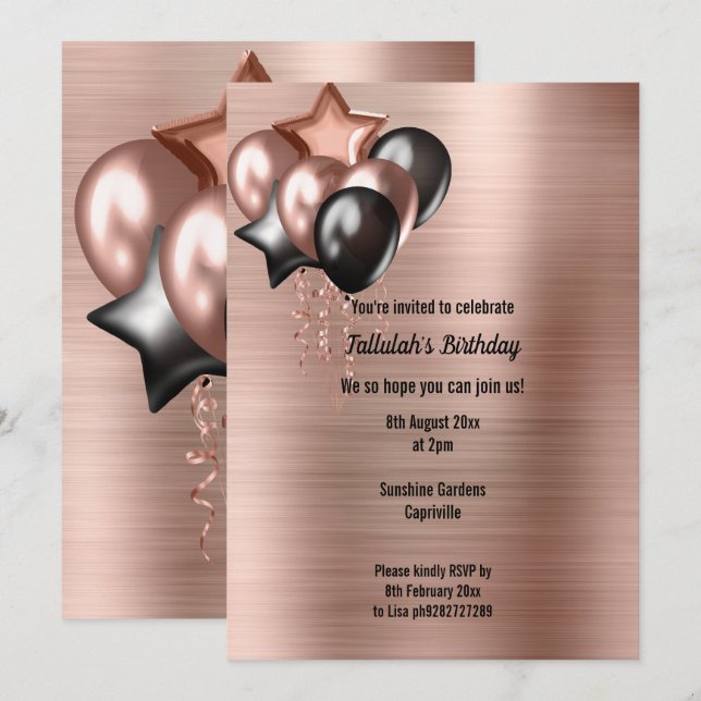 BUNQUE METÁLICO BRONZO DE INVITACIÓN DE BALONES (Anverso / Reverso)