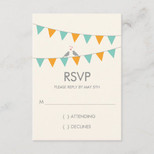 Bunting Love Birds Wedding RSVP - Naranja Azul