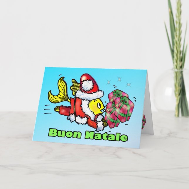 Buon Natale Fish Italiano divertido lindo Navidad  (Anverso)