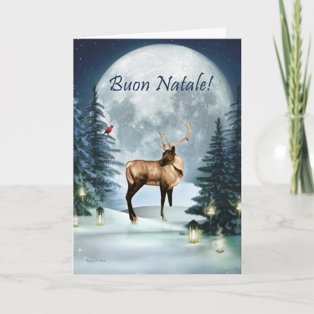 Buon Natale - Tarjeta de venado de invierno para N (Anverso)