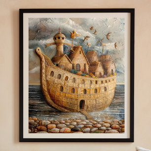 Buque caprichoso Poster de pintura al óleo de arte