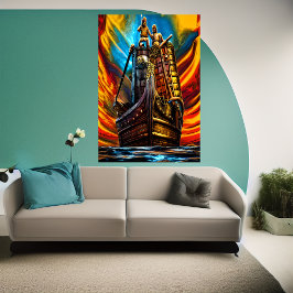 Buque de avioneta en el mar | Poster de arte de IA