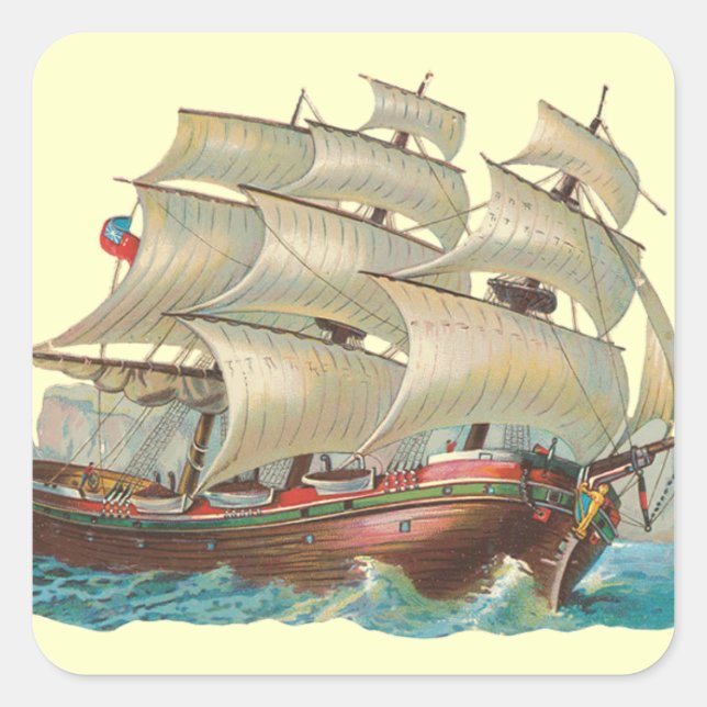 Buque de época navegando a través de los Pegatinas (Anverso)