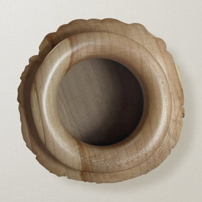Buque de madera y tapa de madera Almohada redonda (Anverso)