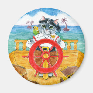 Buque de piratas de gato lindo imán del mar Caribe