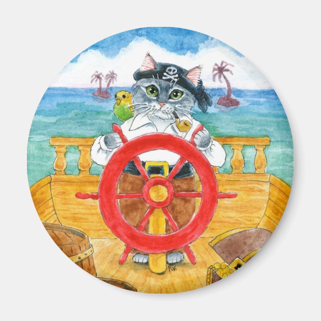 Buque de piratas de gato lindo imán del mar Caribe (Frente)