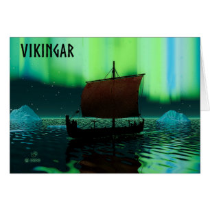 Buque Viking Y Luces Del Norte