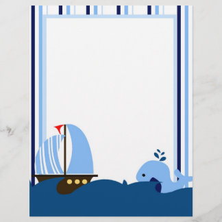 Buques de vela y membrete de ballena