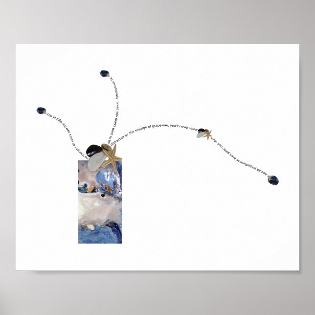 Buquet costero de conchas arte de poema visual (Frente)